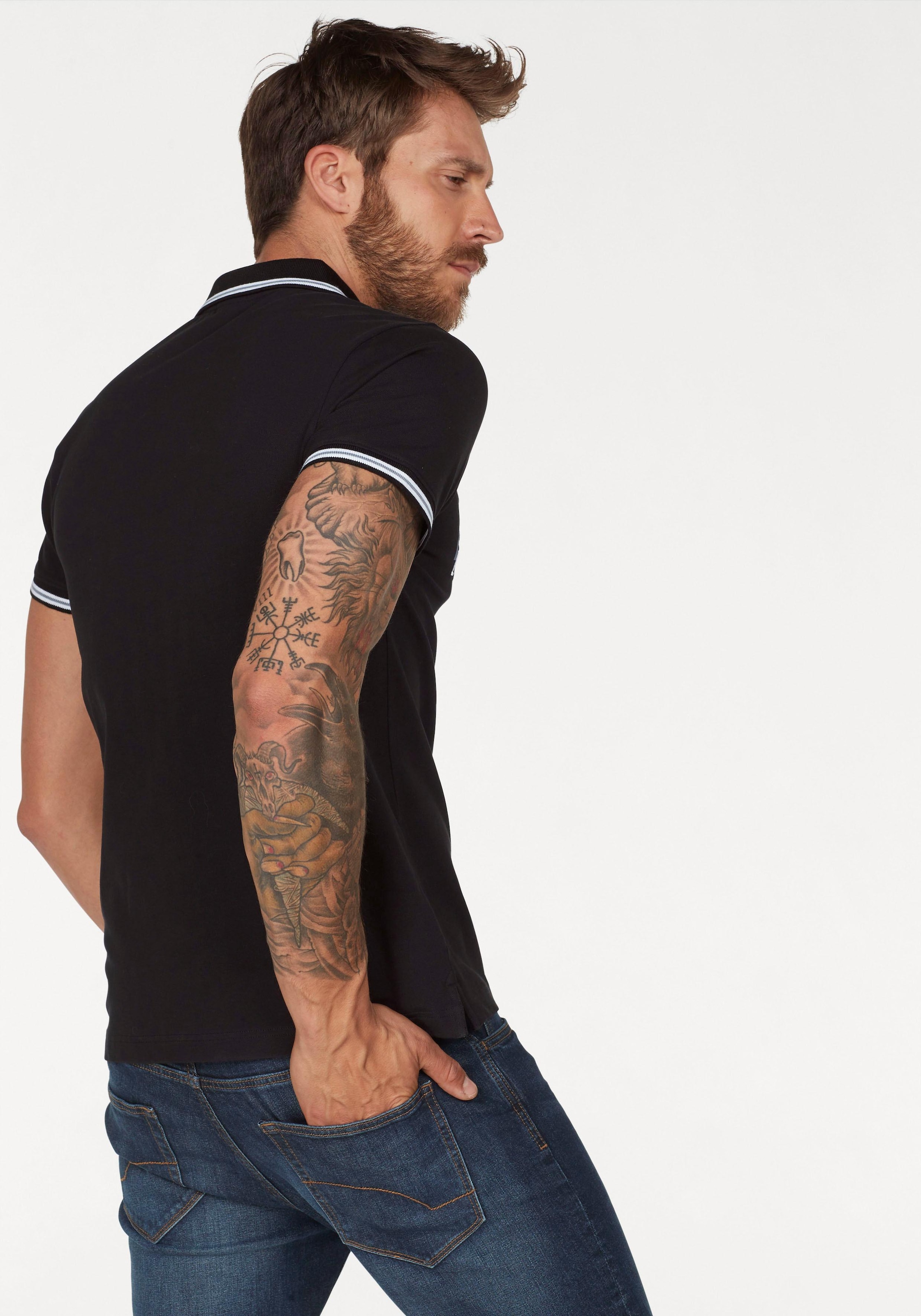 Bruno Banani Poloshirt , Kurzarm,  körpernahe Passform,  Polokragen,  aus Baumwollmischung