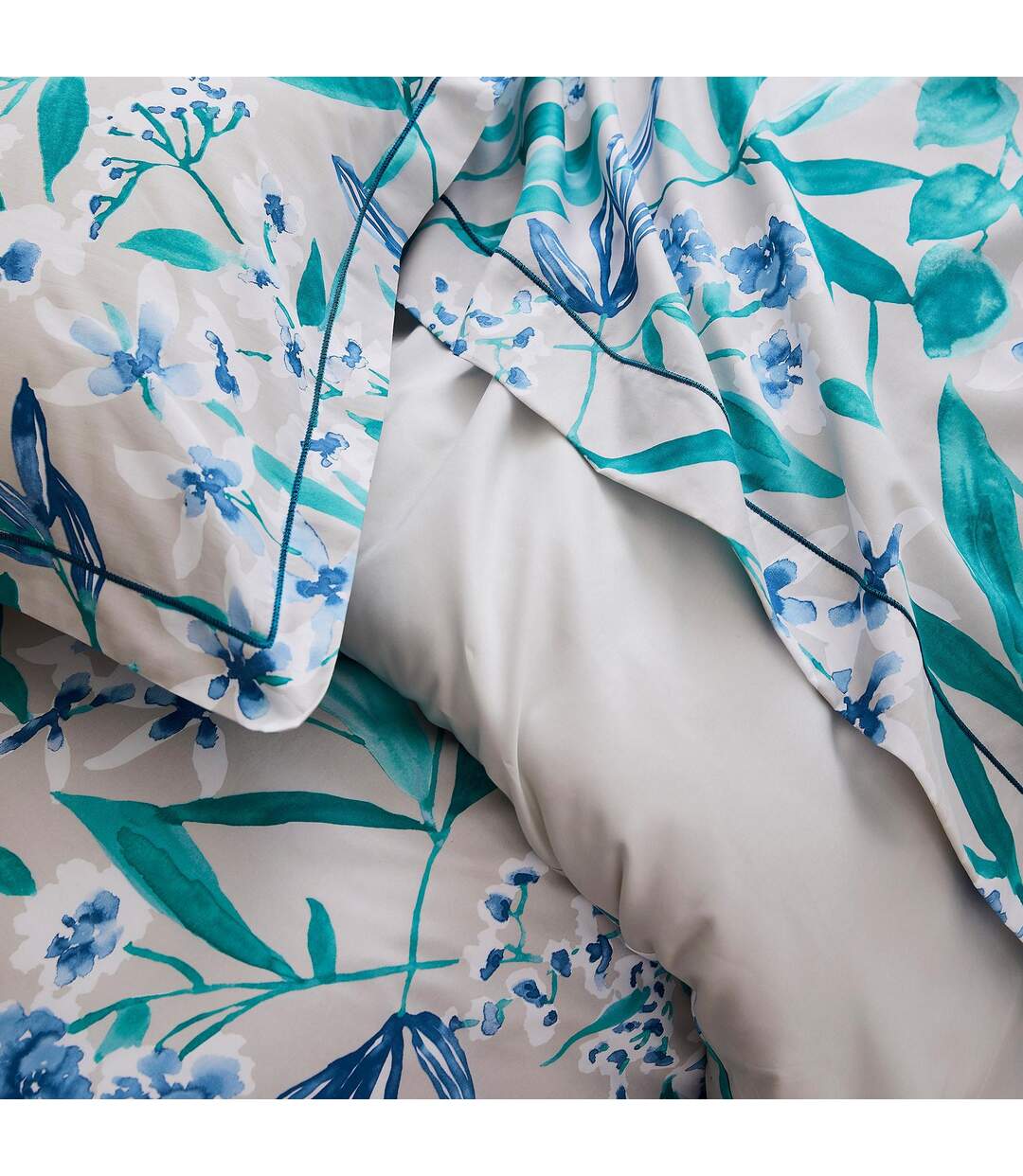 Drap plat 280x325 cm satin de coton FRIDA vert emeraude