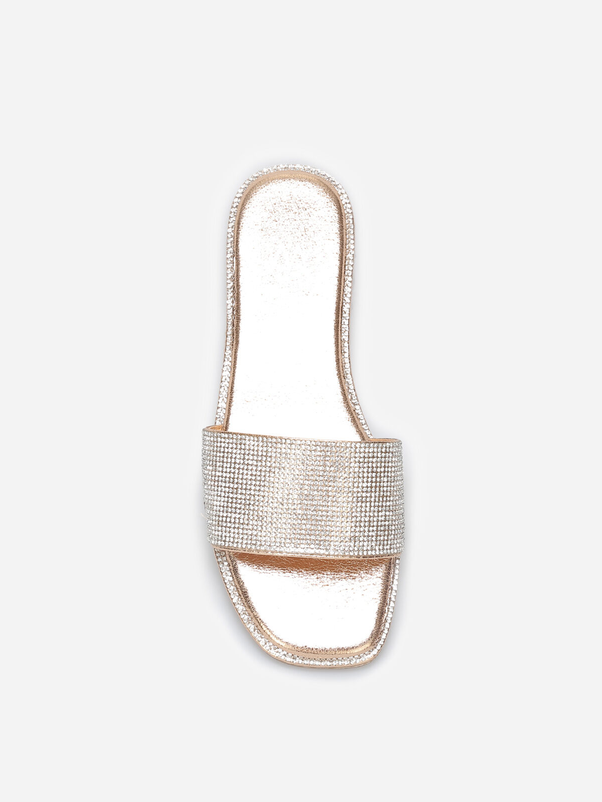 Mules plates à strass- Doré rose