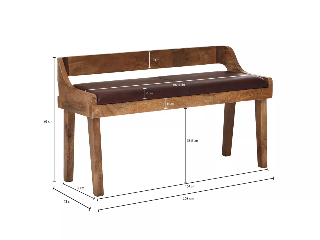 banc en cuir véritable 108 cm banc en cuir banc de salle dossier banc en bois massif
