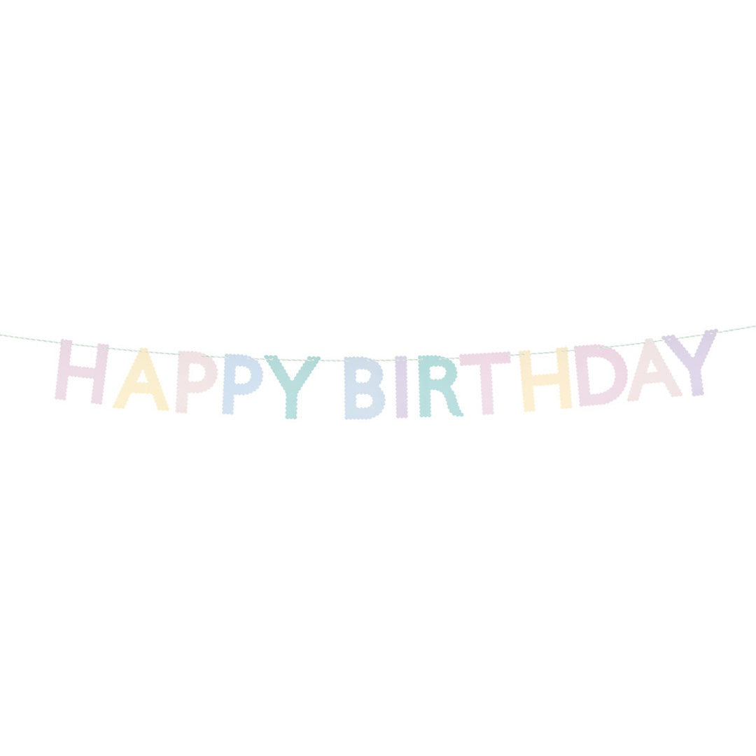 Meri meri slinger happy birthday - pastel