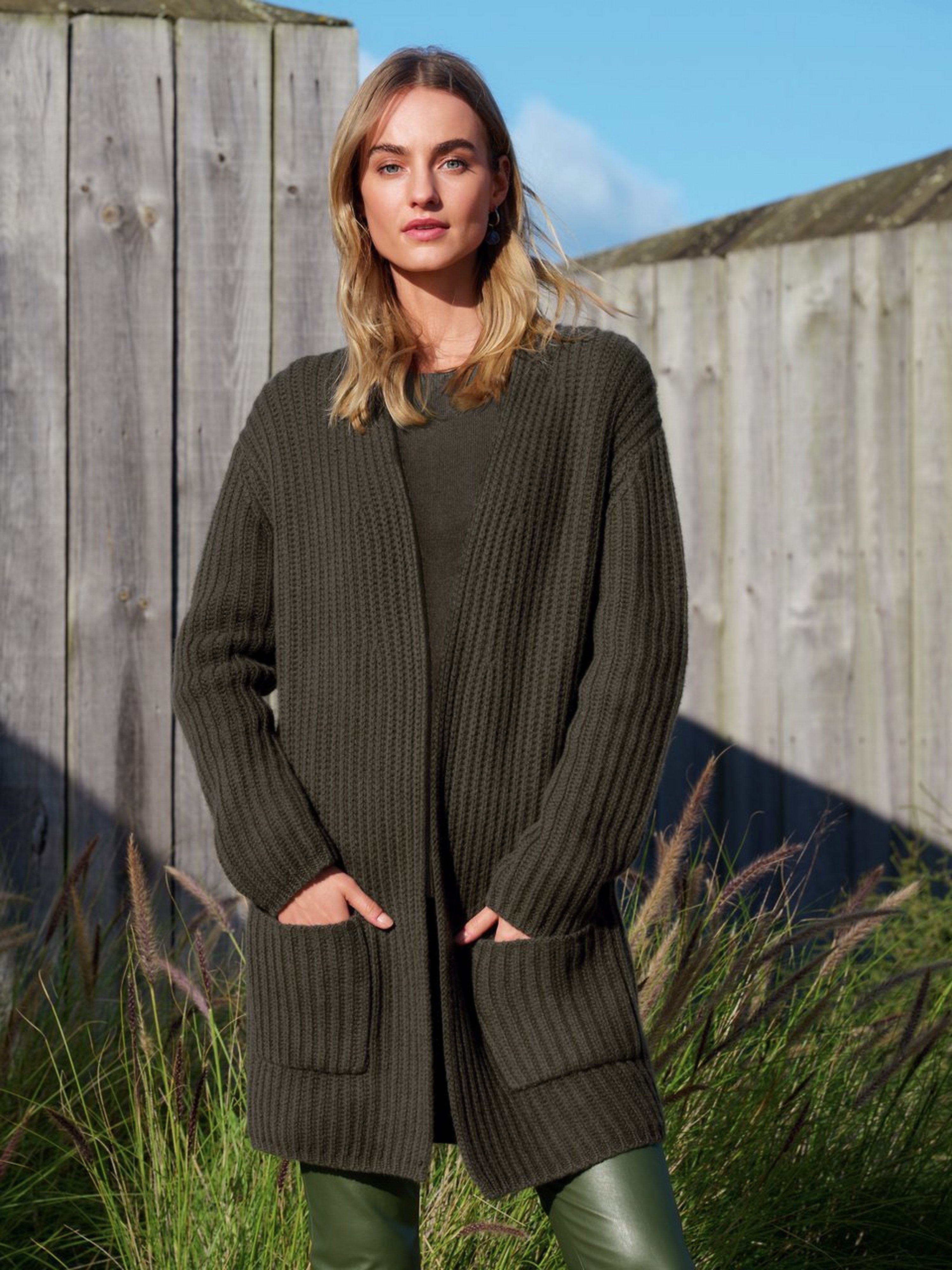 Long-Strickjacke