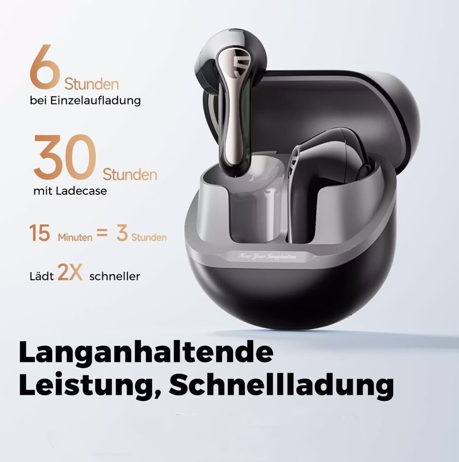 Air 5 Semi-In-Ear Wireless Bluetooth 5.4 Kopfhörer Headset 30 Stunden Spielzeit mit Ladecase / Noise Cancelling (B0DC5ZR9N7) - Schwarz