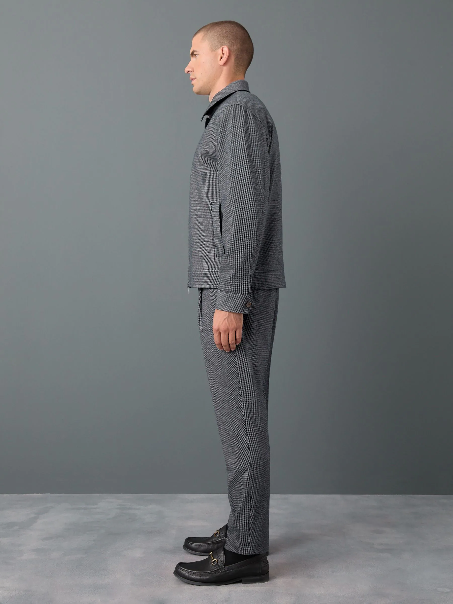 Blauw - Slim fit getextureerde broek met elastische achterkant en stretchy