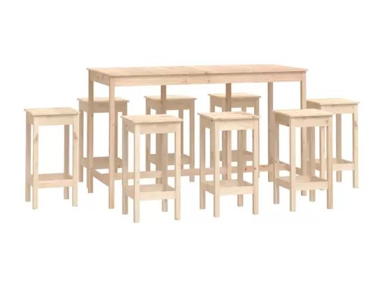 Ensemble de bar 9 pcs Bois de pin massif