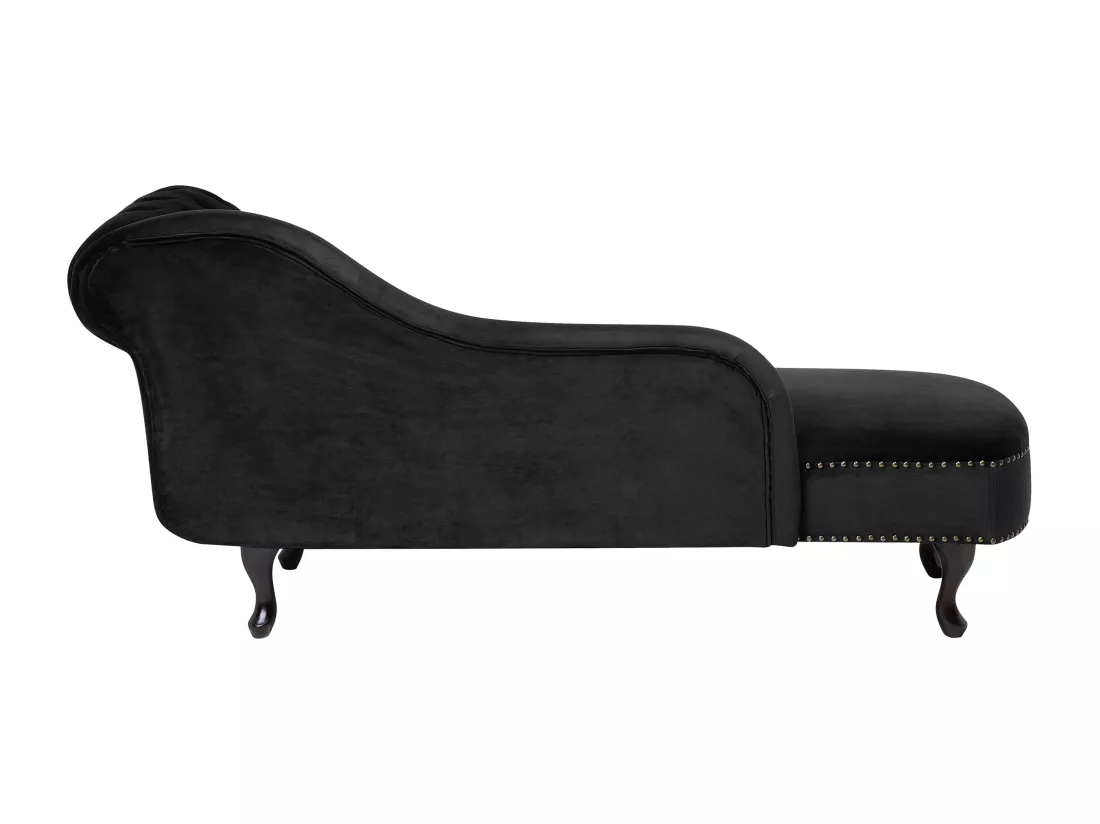Méridienne Chesterfield côté droit en velours noir NIMES