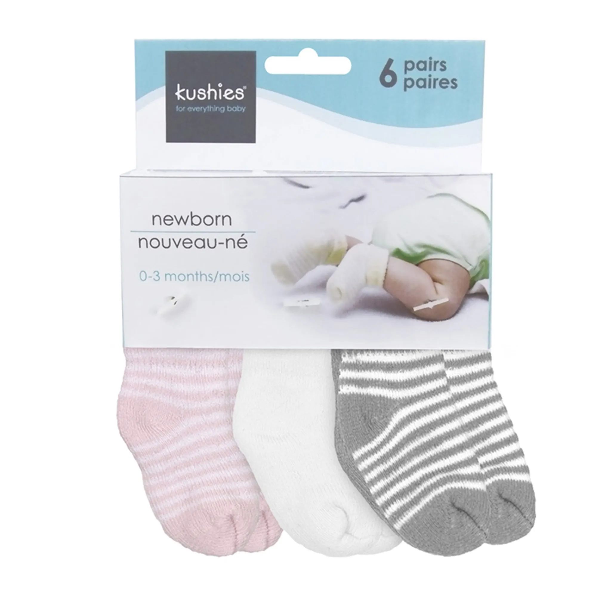 Kushies Bas Ratine Paquet de 6 Nouveau-né - Rose