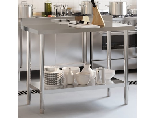 VIDAXL - Mobilier de cuisine Table de travail de cuisine avec dosseret 110x55x93 cm inox