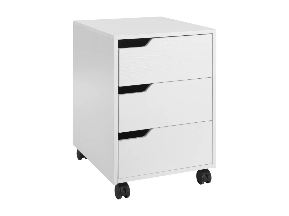 HOMCOM Caisson de bureau rangement sur roulettes 3 tiroirs verrouillables 40 x 50 x 57,5 cm MDF blanc