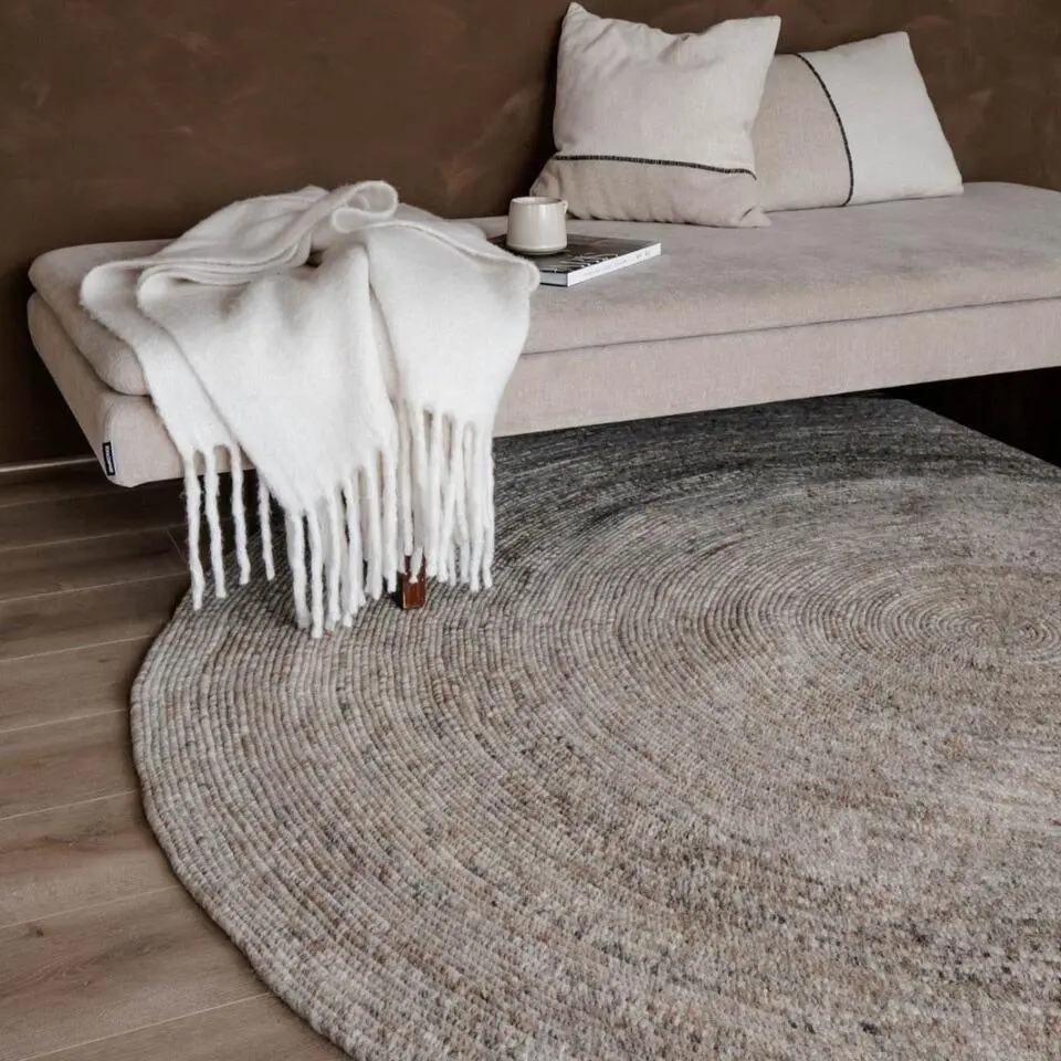 Interieur05 rond vloerkleed Gapo grijs/bruin - 180 x 180 cm
