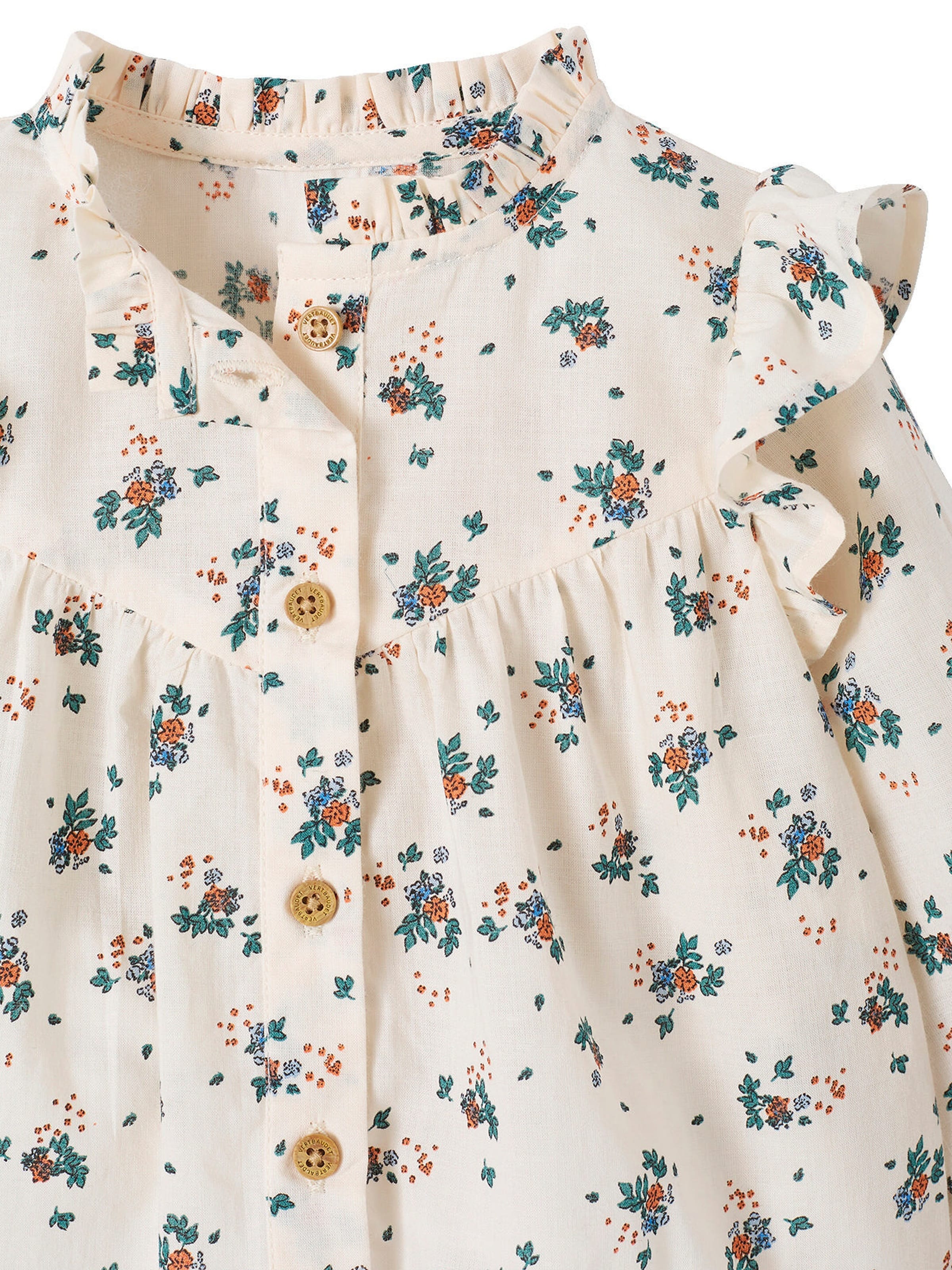 Vertbaudet Baby Bluse mit Volants wollweiß geblümt