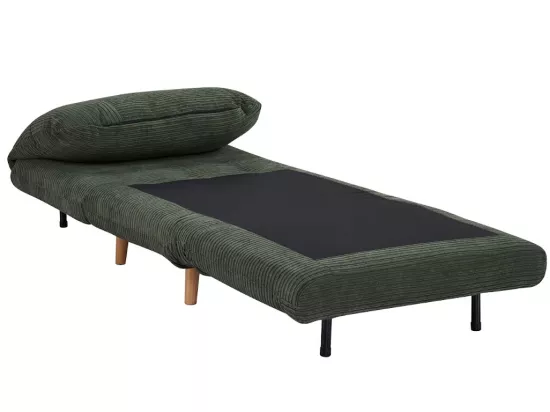 Fauteuil convertible en velours côtelé PALULA - Vert foncé