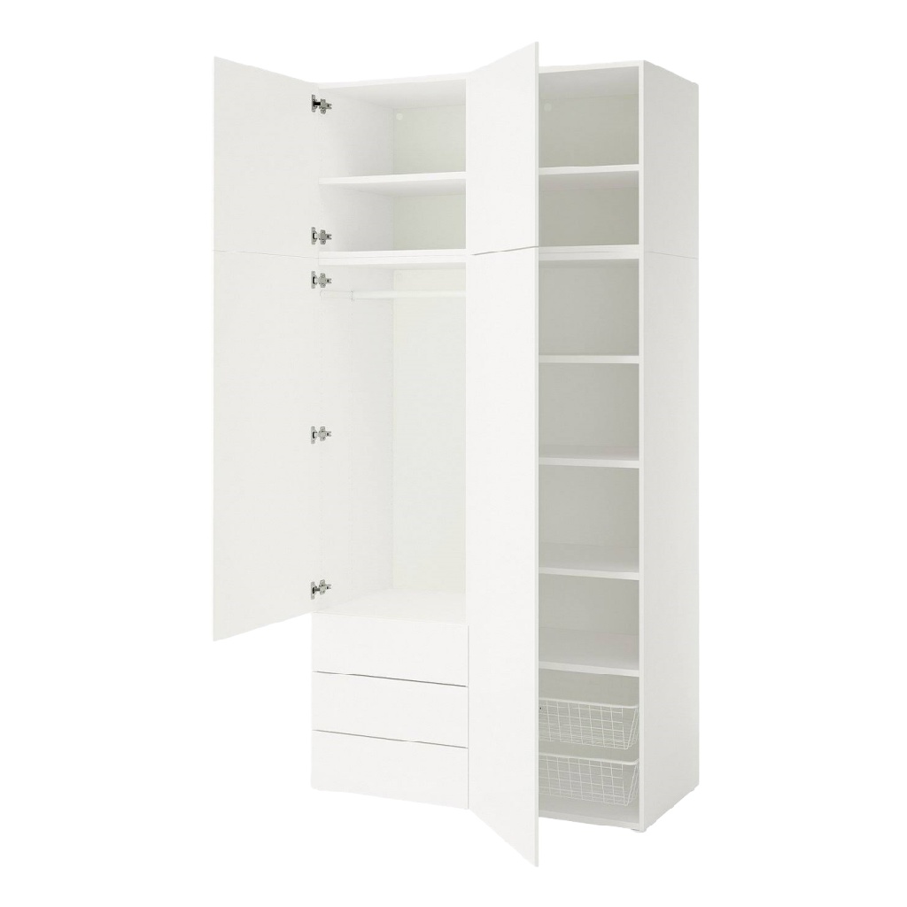 Armoire blanche avec tiroirs et étagères
