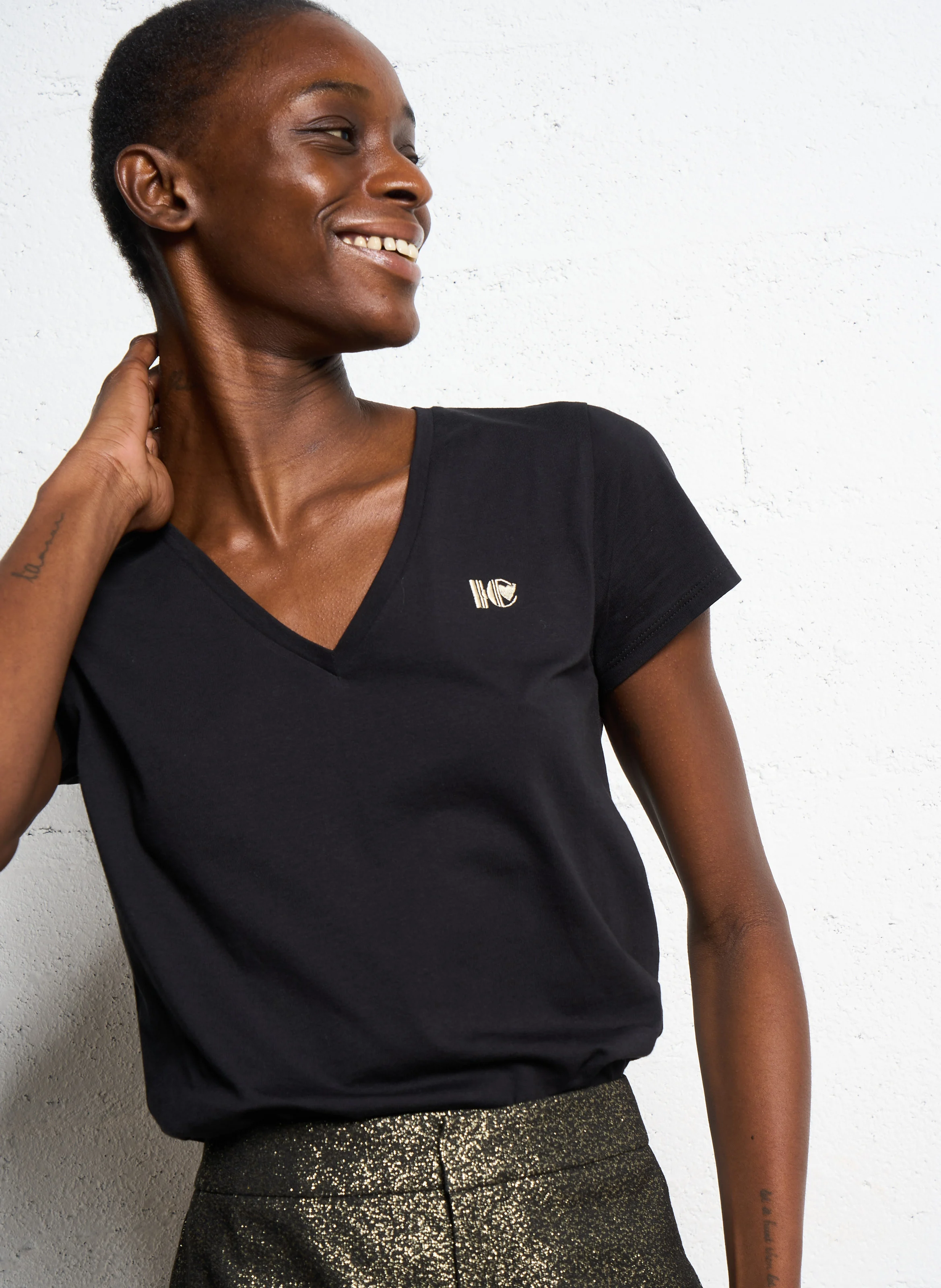 Tee-shirt droit en coton | Noir