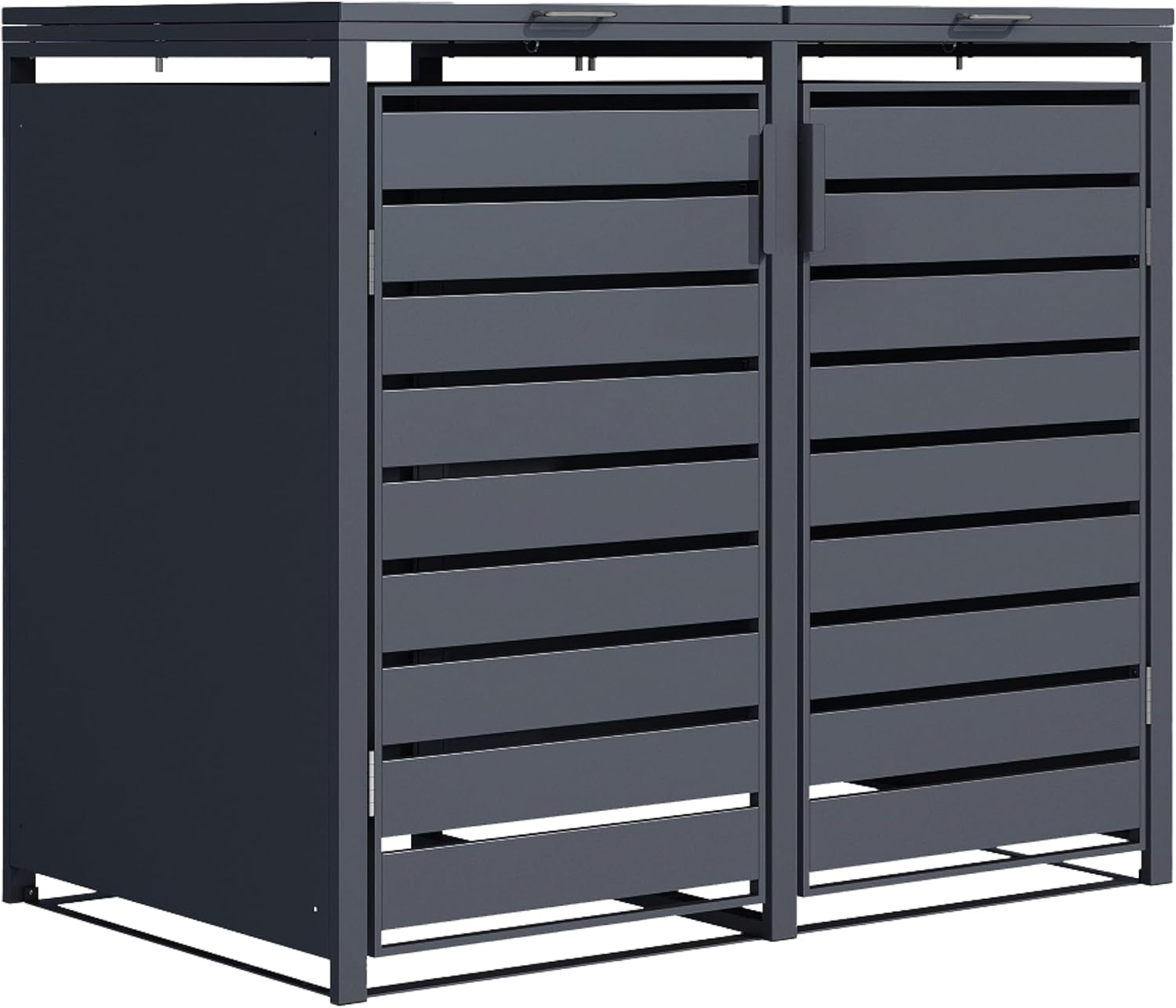 Mülltonnenbox 2er Valto mit Lamellendesign/Klappdach mit Gasdruckdämpfer