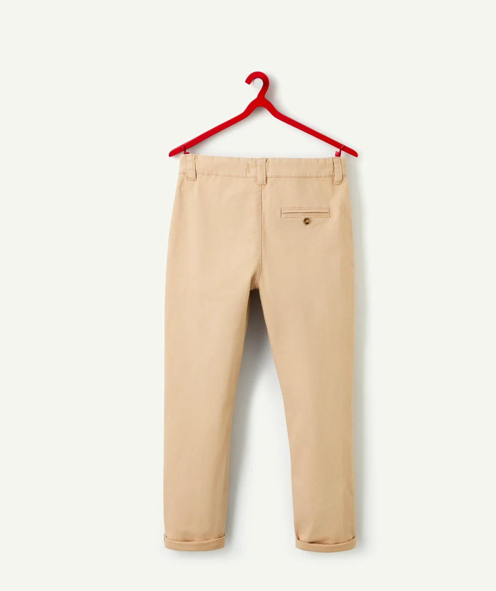 pantalon chino garçon en fibres recyclées beige