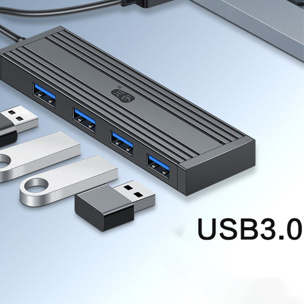 (1.2m) USB A 3.0 Multiport Adapter Hub mit 4x USB A 3.0 Anschluss (5Gbit/s) - Schwarz