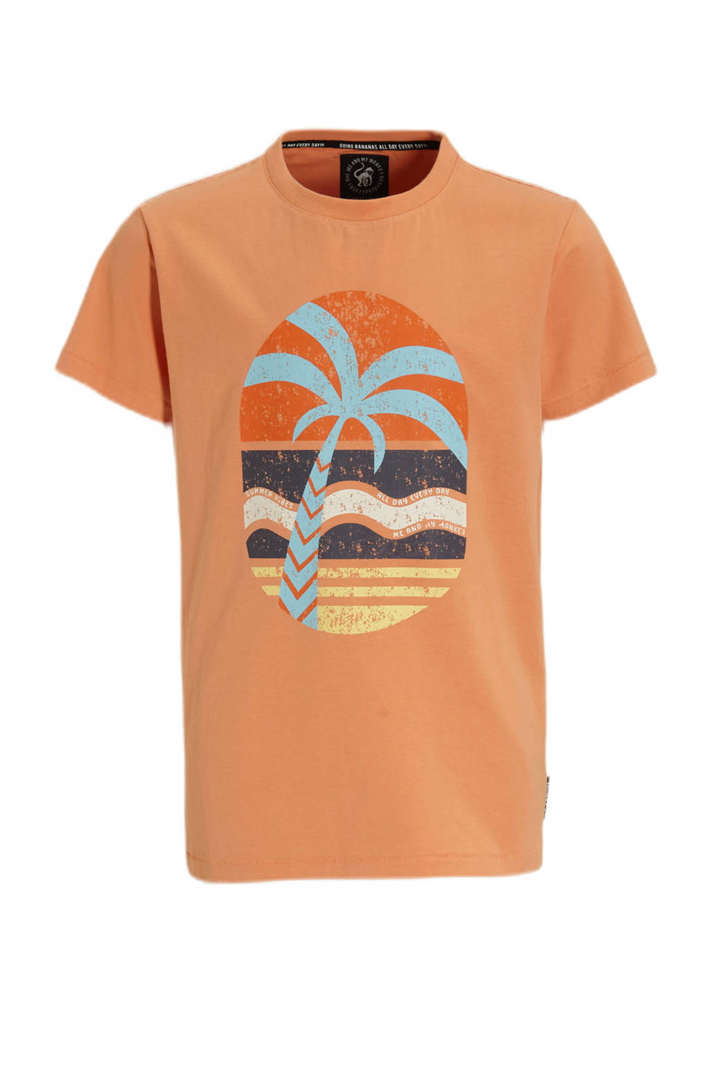 Me & My Monkey T-shirt Philly met printopdruk oranje
