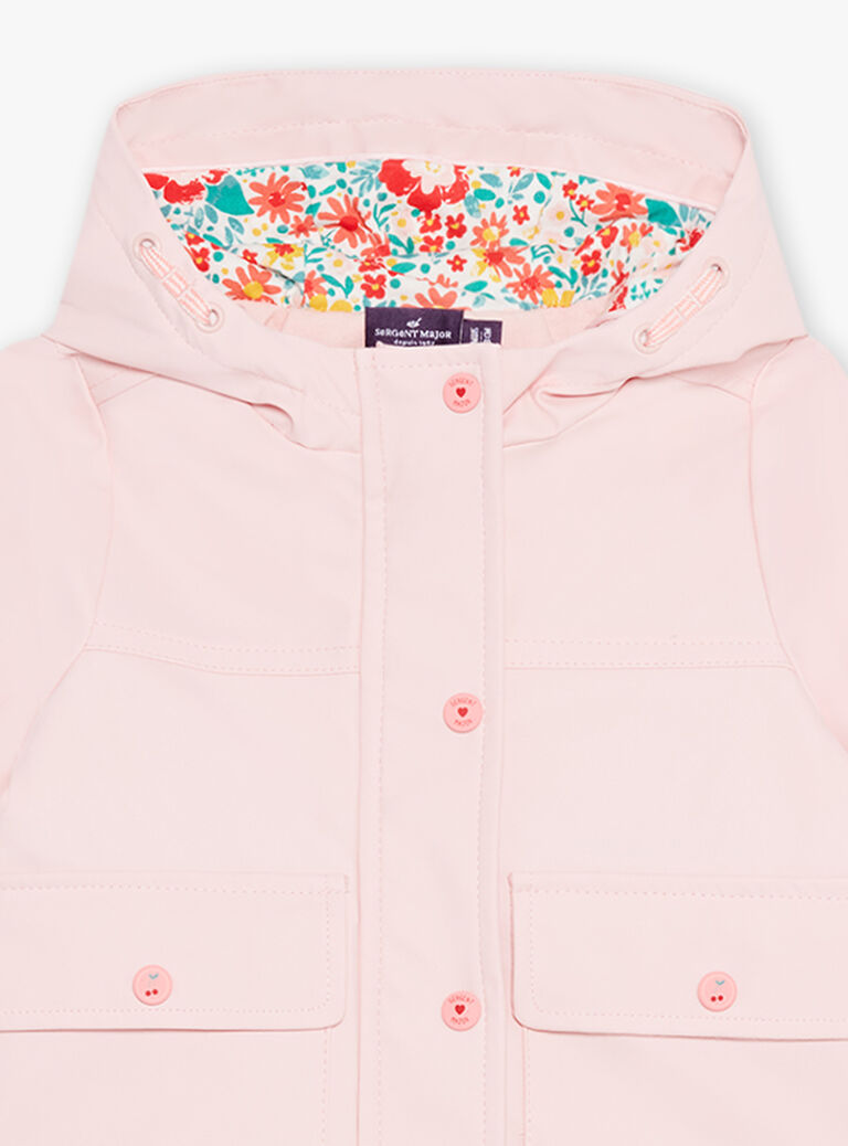 Imperméable rose ciré à capuche 3 en 1
