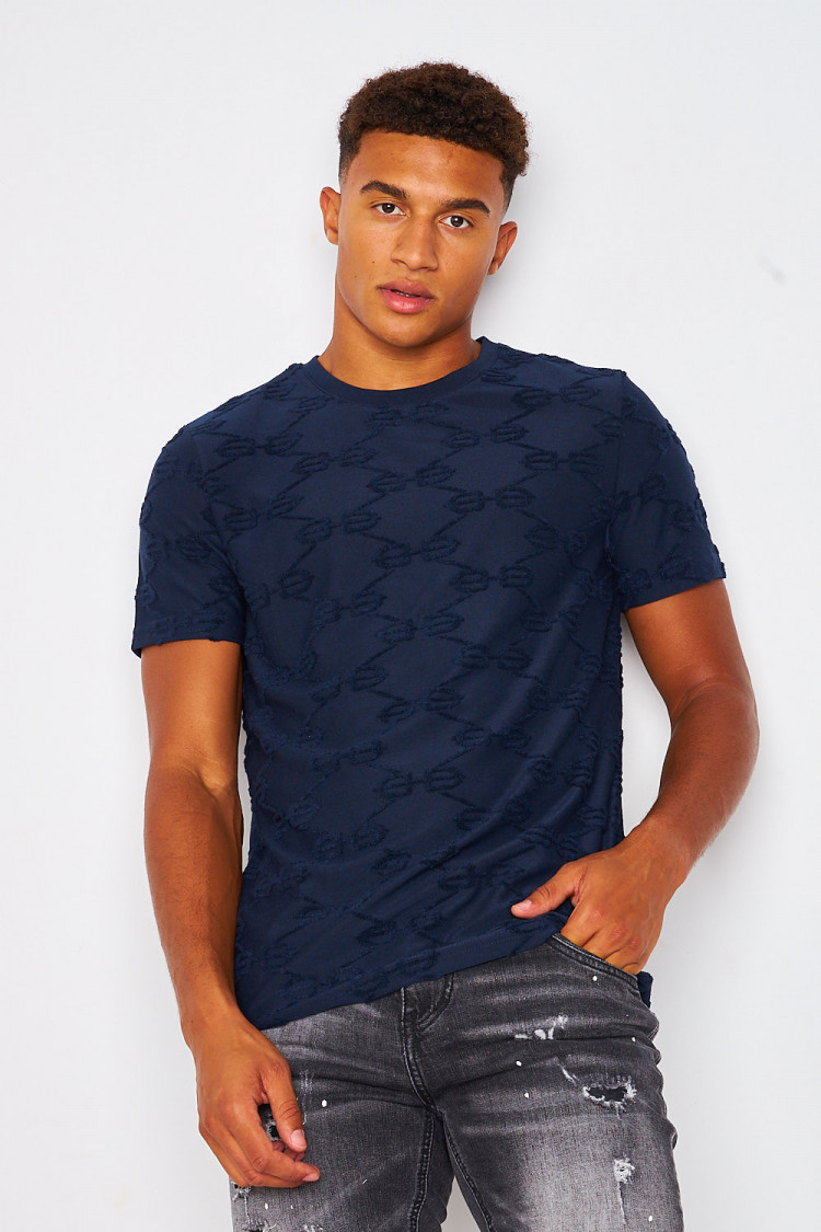 T-shirt bleu marine imprimé BB en relief