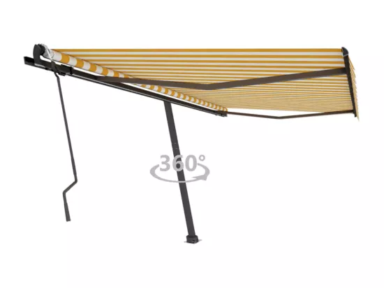 Auvent manuel rétractable sur pied 400x300 cm Jaune et blanc