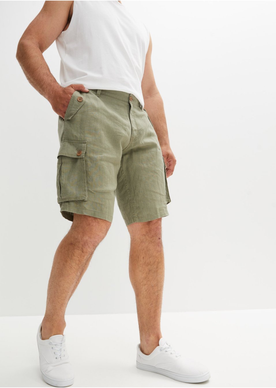 Bermuda cargo en lin, Loose Fit