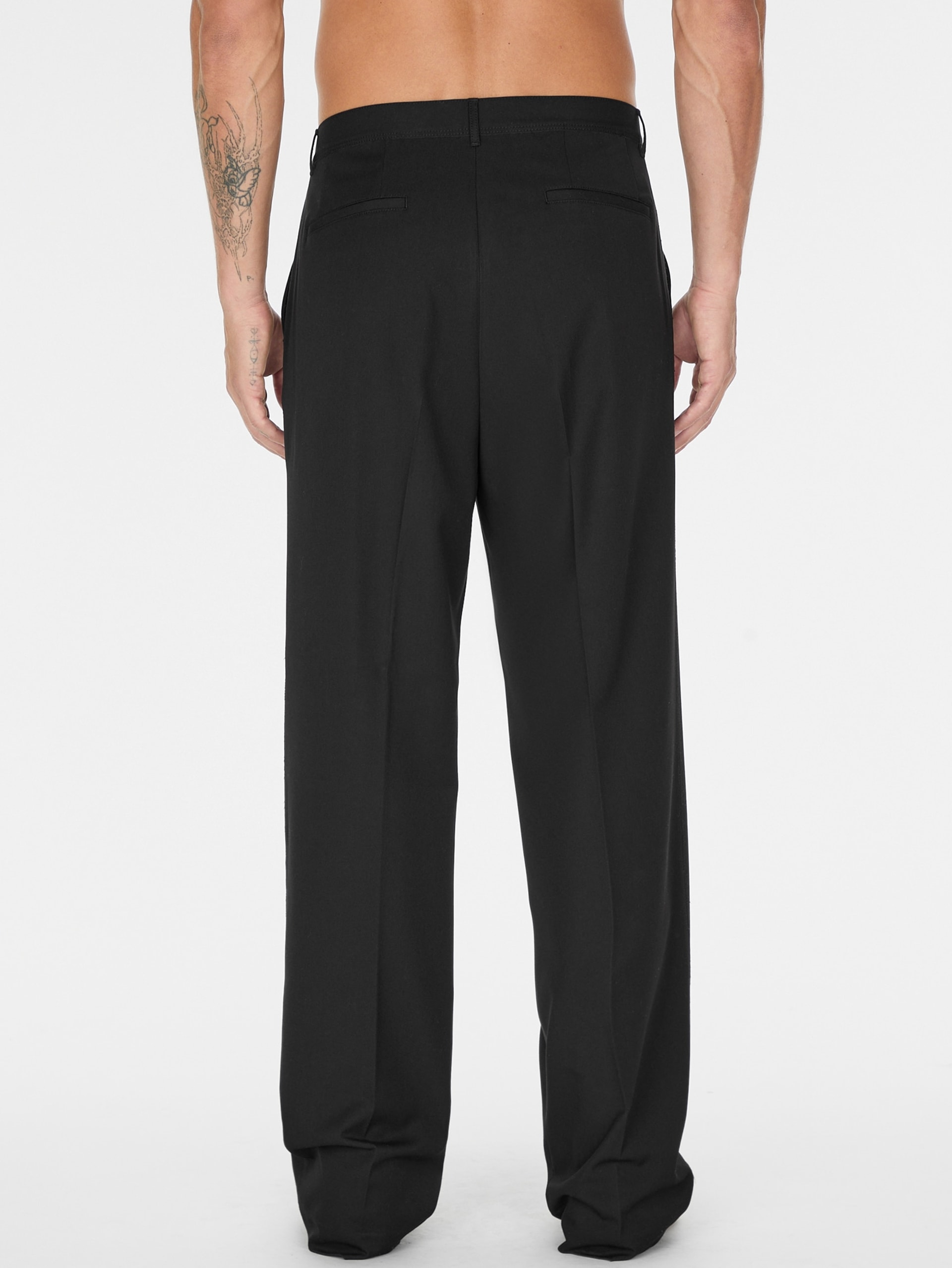 calça de terno de tecido plano