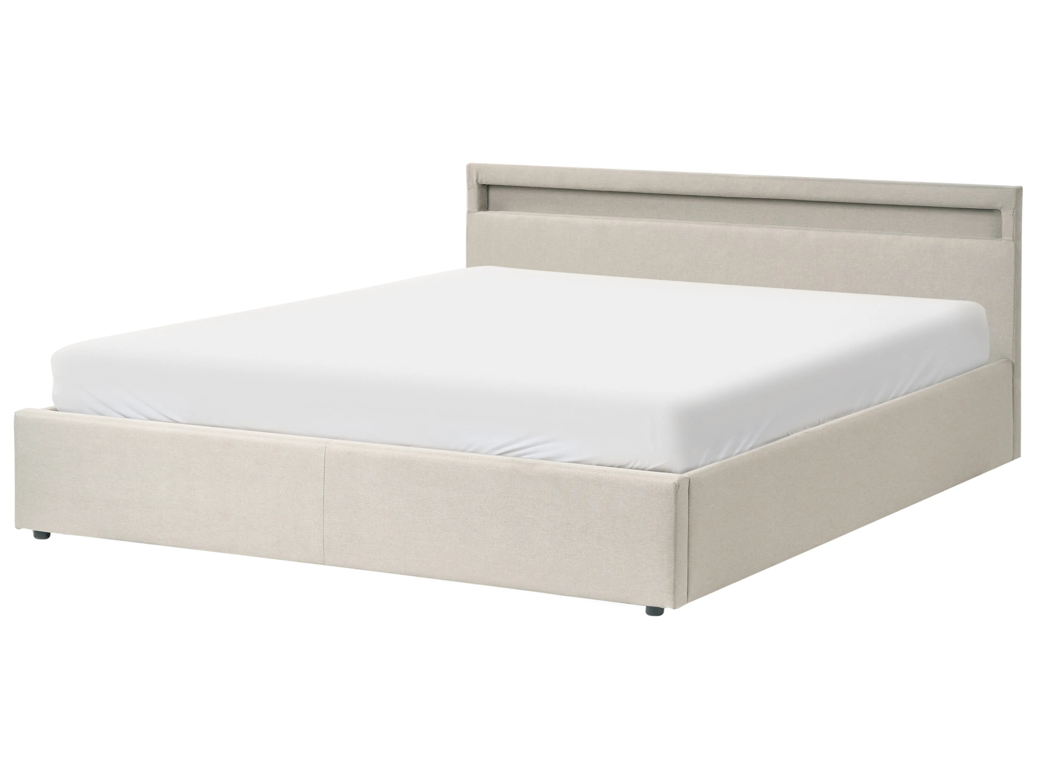 Opbergbed met LED Stof ARMELLE 180 x 200 cm Beige