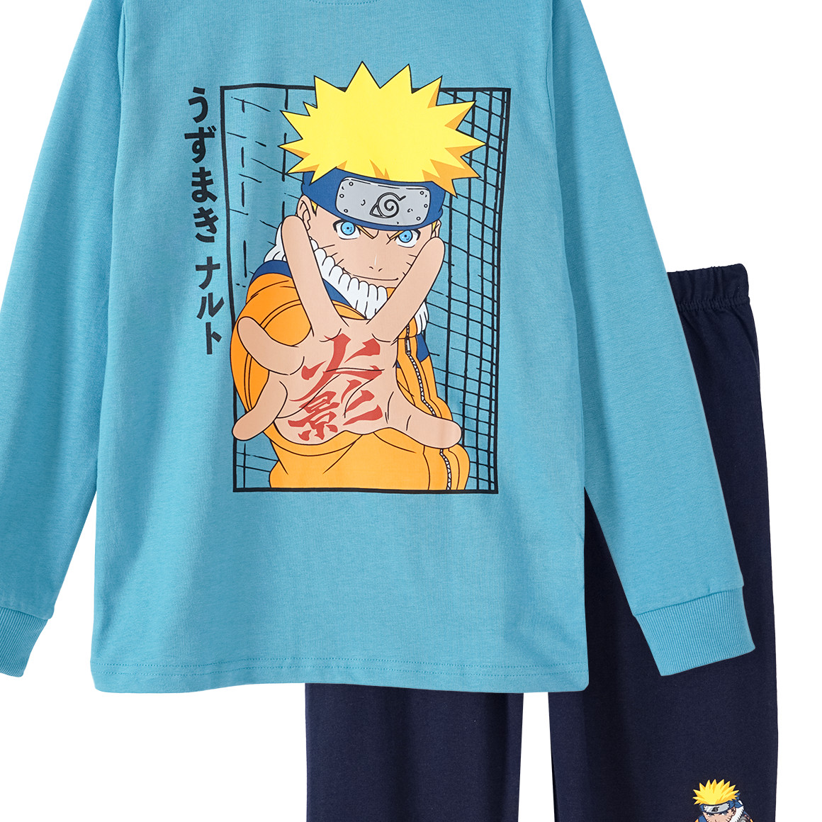 Yigga NARUTO Schlafanzug mit großem Print blau / dunkelblau