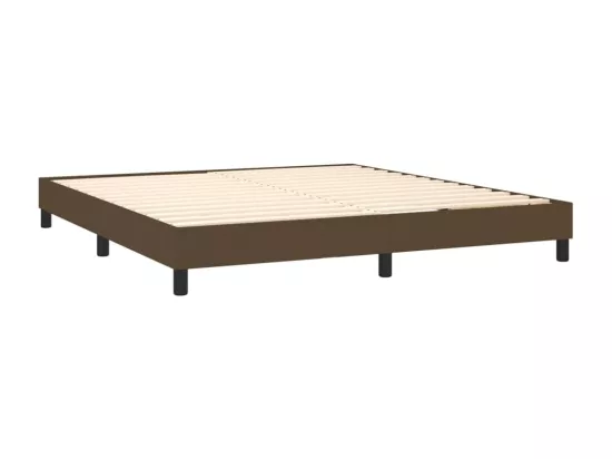 Sommier tapissier matelas et LED Marron foncé 160x200 cm Tissu