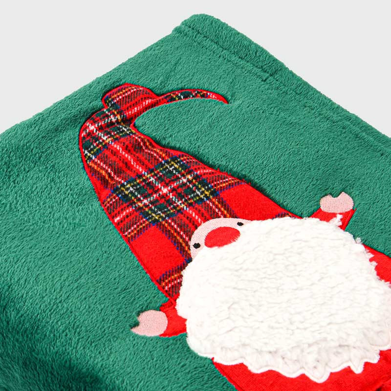 Plaid brodé 'Père-Noël' vert sapin