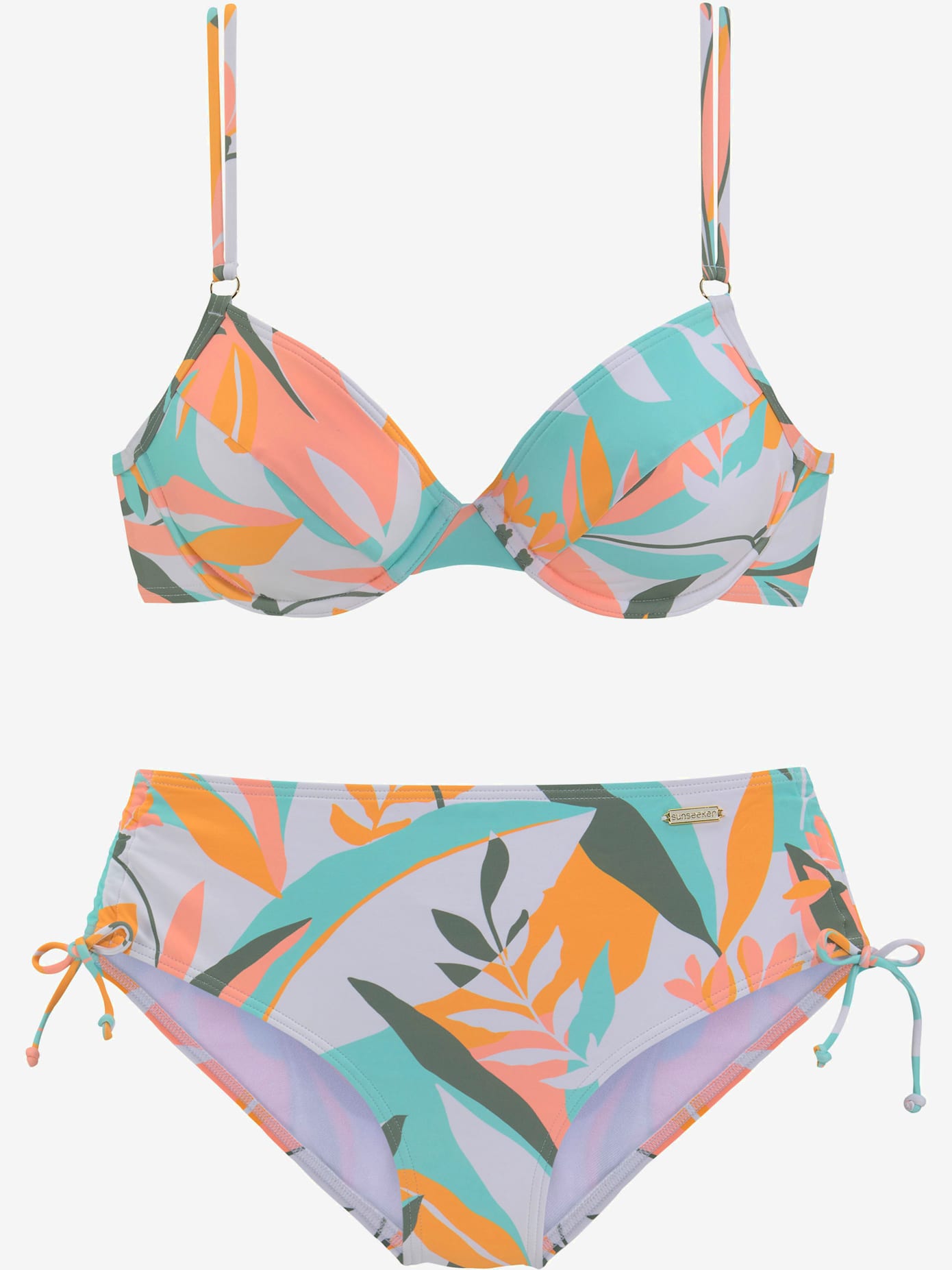 Maillot de bain à armatures imprimé feuilles abstrait
