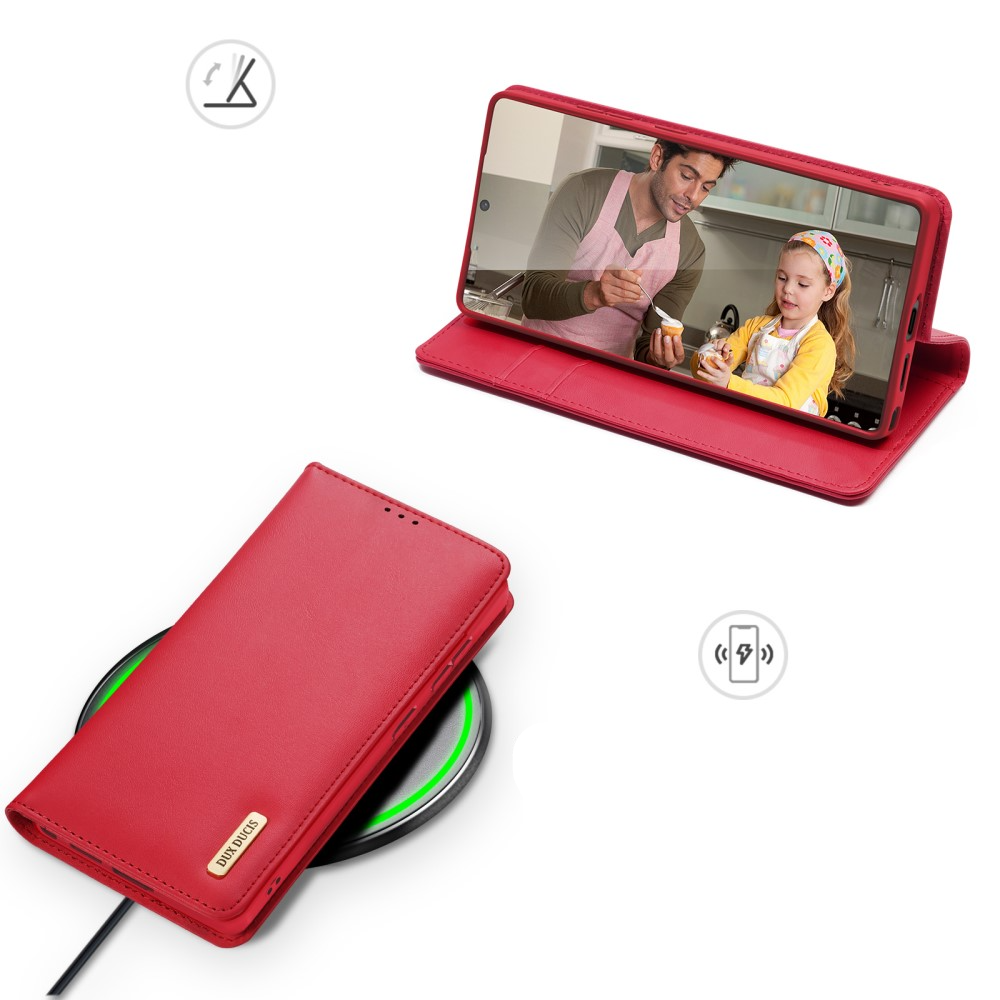 Samsung Galaxy S25 Ultra Flip Wallet Cover Echtleder Tasche (RFID Schutz) - Rot