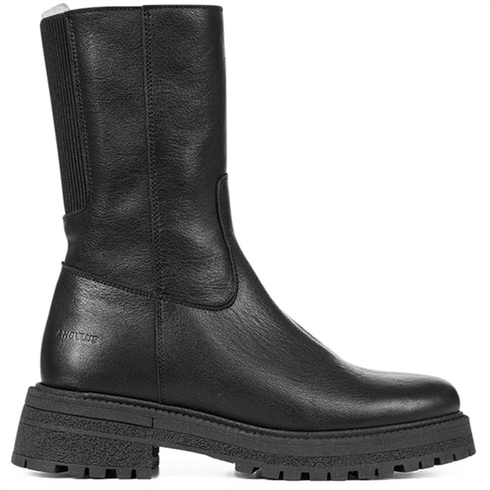 Mid-Cut Støvle Med Elastik Og Lynlås Black/Black
