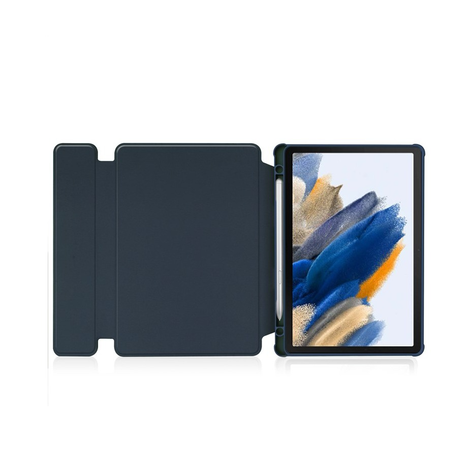 Samsung Galaxy Tab A9  Plus Leder Tasche mit Acryl Rückseite   Magnet Bluetooth Tastatur   S-Pen Halterung (QWERTY) - Dunkelblau