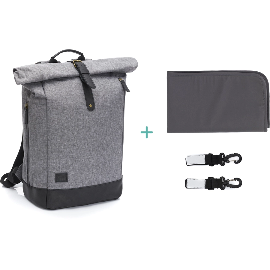 Fillikid Wickelrucksack Rolltop Berlin grau schwarz
