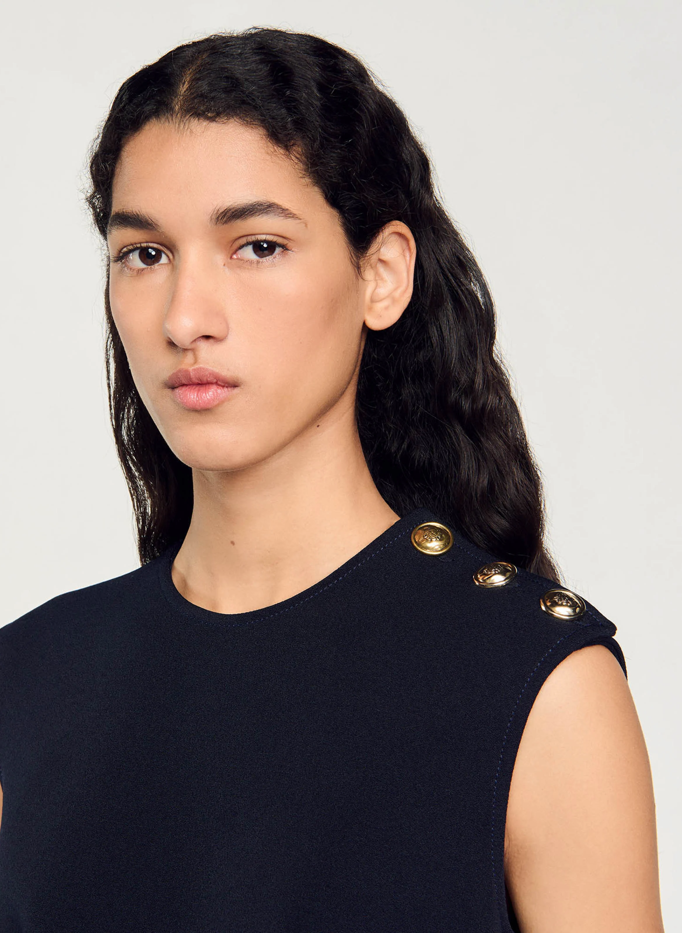 Robe courte moulante à col rond | Bleu