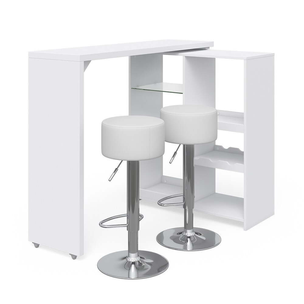 VICCO Bartisch VEGA Weiß Bartresen Stehtisch Tisch Tresentisch Bistrotisch Küche inkl. Barhocker