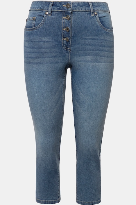 3/4-Jeans, 5-Pocket, Verschluss mit sichtbaren Knöpfen
