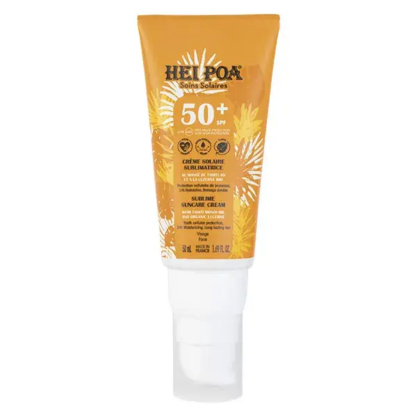 Protetor solar facial embelezador Hei Poa Sun Care FPS 50+ 50ml