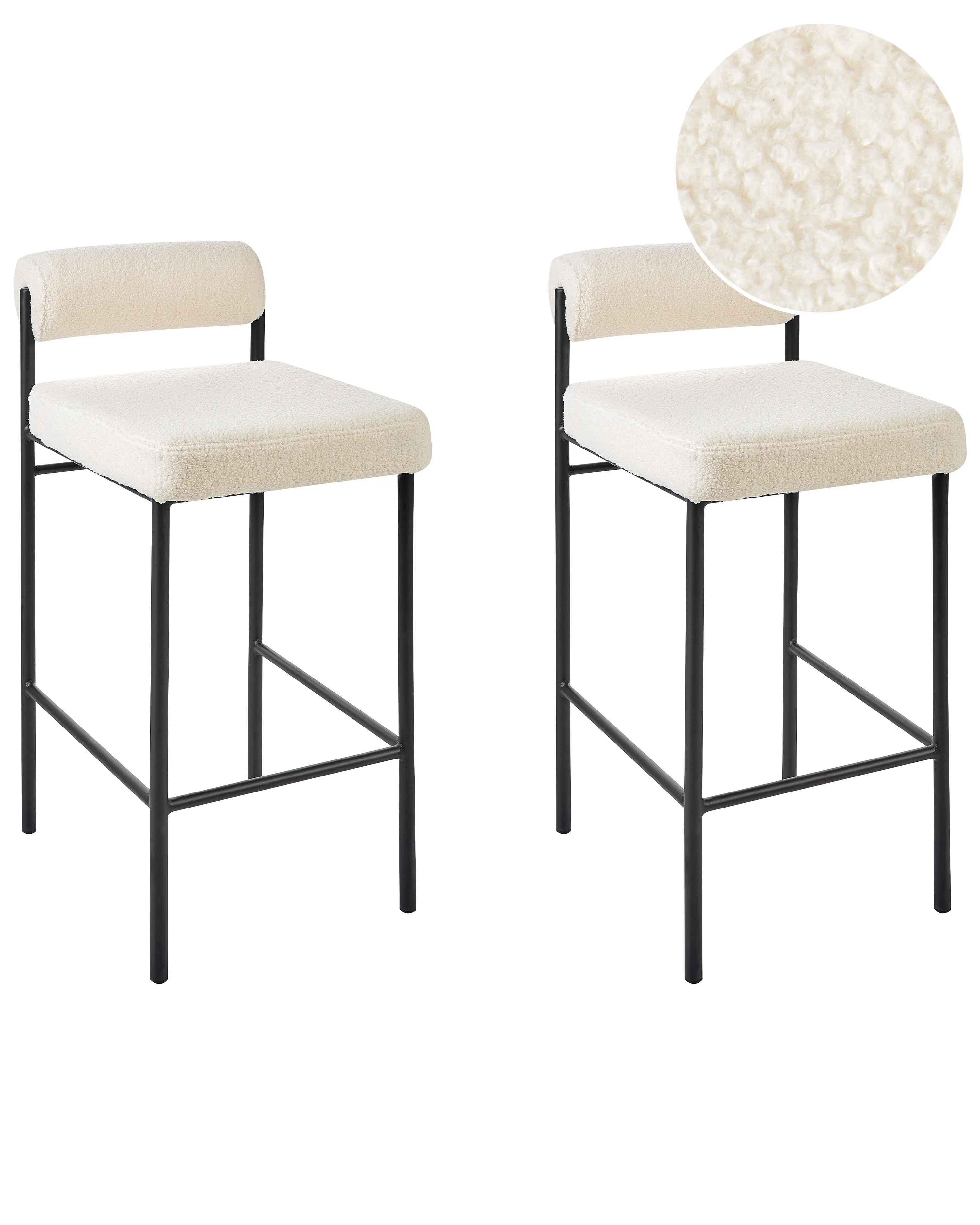 Set van 2 barstoelen AMAYA Bouclé Gebroken wit
