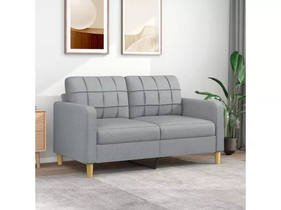 Canapé à 2 places Gris clair 140 cm Tissu