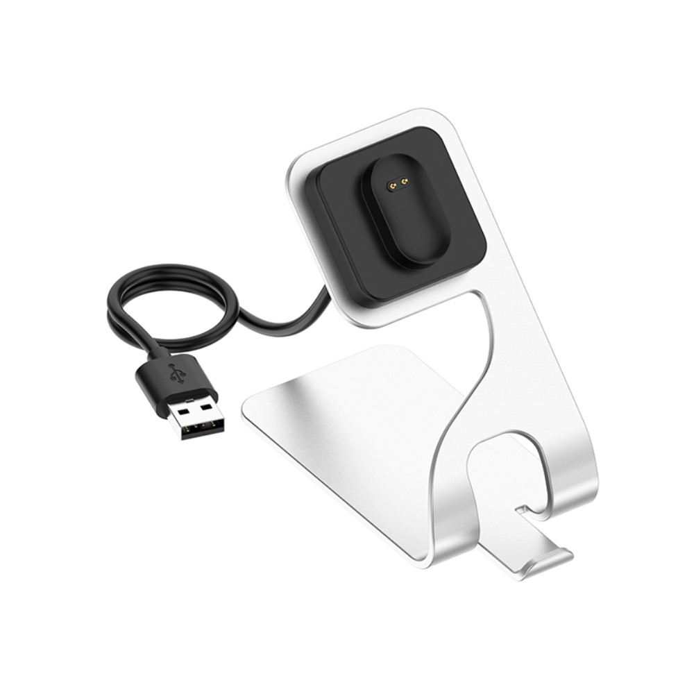 2in1 Fitbit Inspire / Inspire HR / Ace 2 Dockingstation Halterung mit USB Ladegerät - Silber
