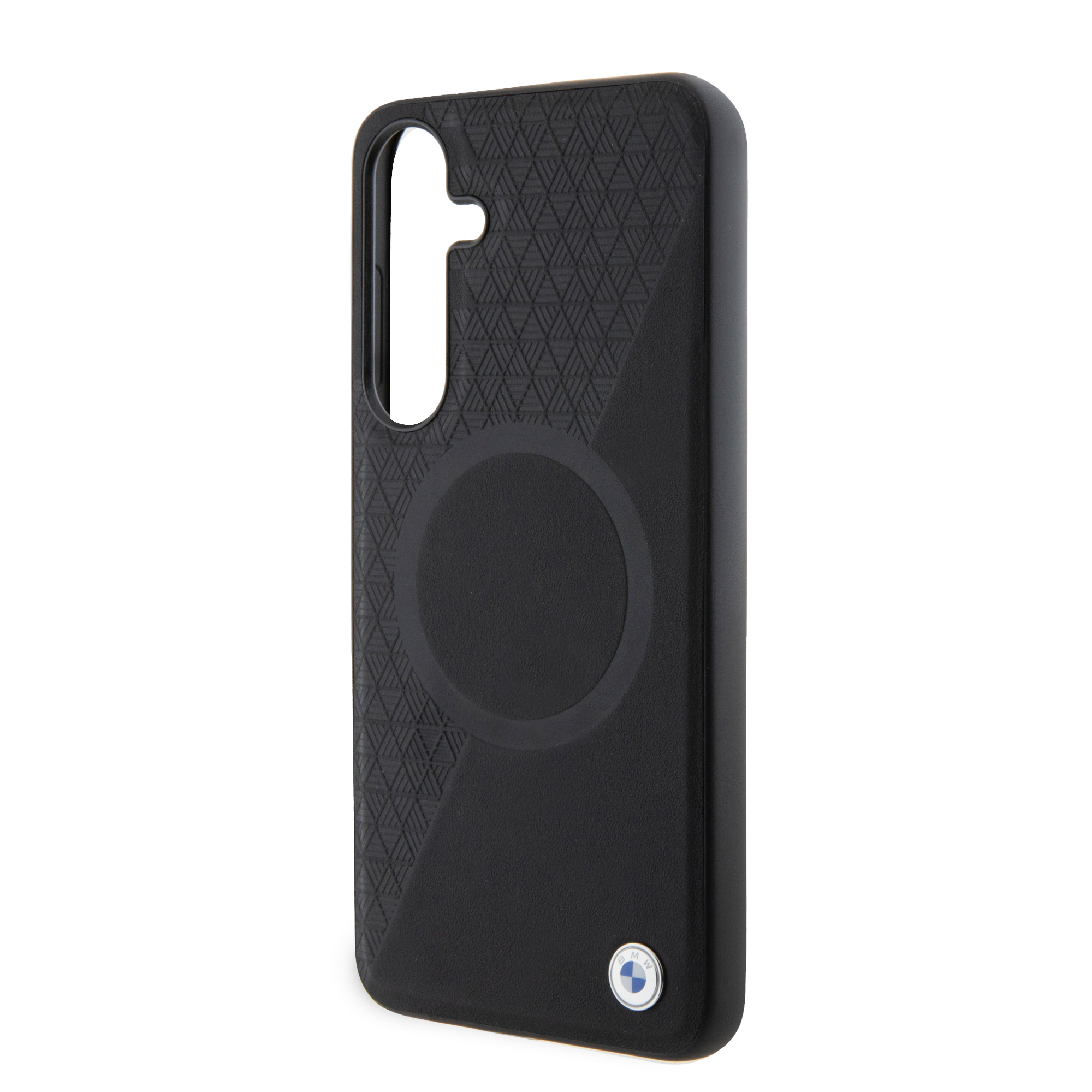 Samsung Galaxy S24  Plus Leder Hardcase Hülle Half Textured & Circle MagSafe-Modul (BMHMS24M23RTPK) - Schwarz
