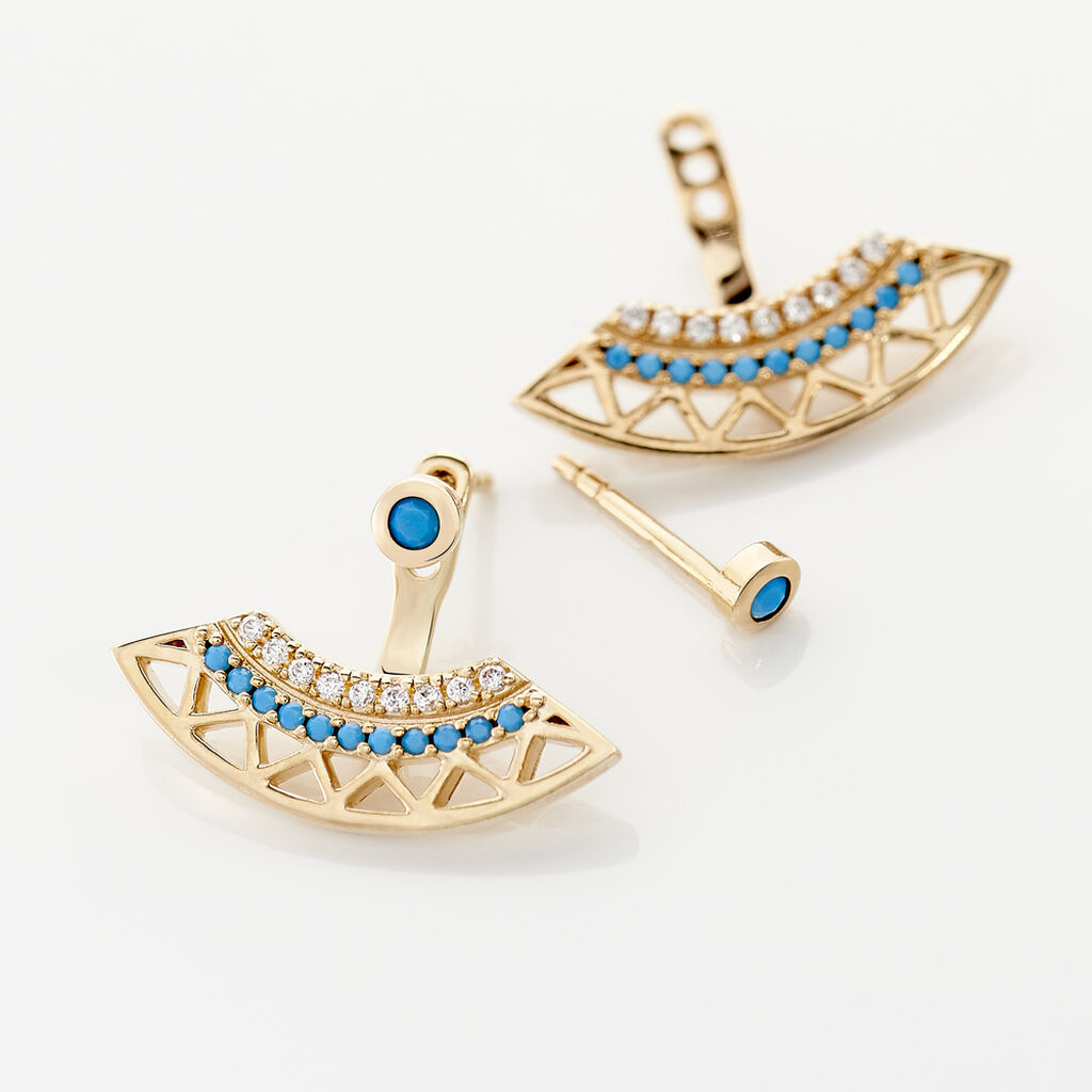 Bijoux D'oreilles Zoila Plaqué Or Jaune Oxyde De Zirconium
