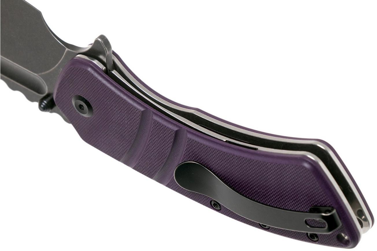 Kansept XL Korvid T1030A4 Blackwashed, Purple G10 zakmes, Justin Koch design