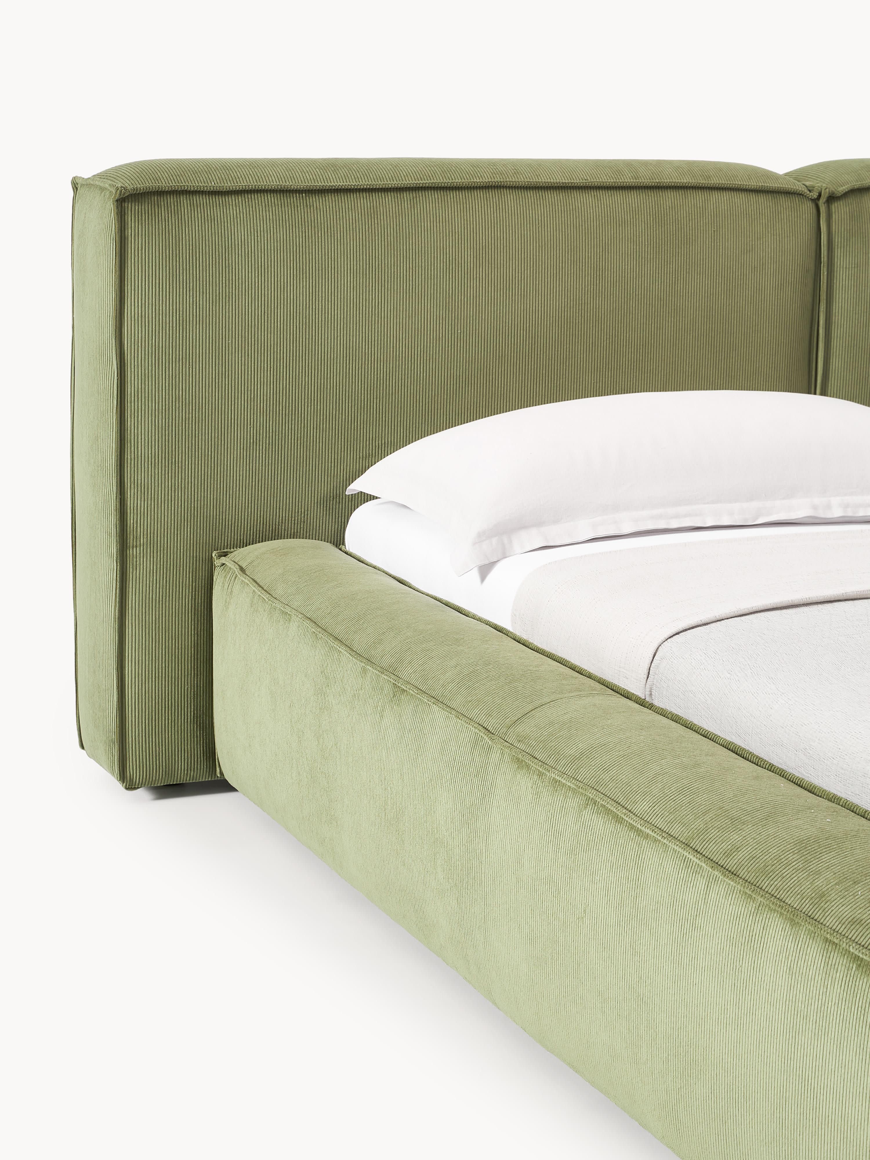 Gestoffeerd bed Lennon van corduroy met opbergruimte