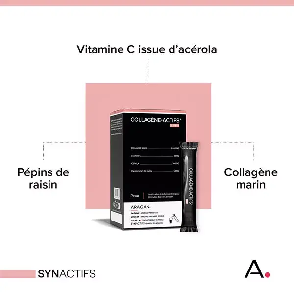 Aragan Synactifs Collagen Actives - Firmeza da Pele, Rugas e Linhas Finas - 20 unidades