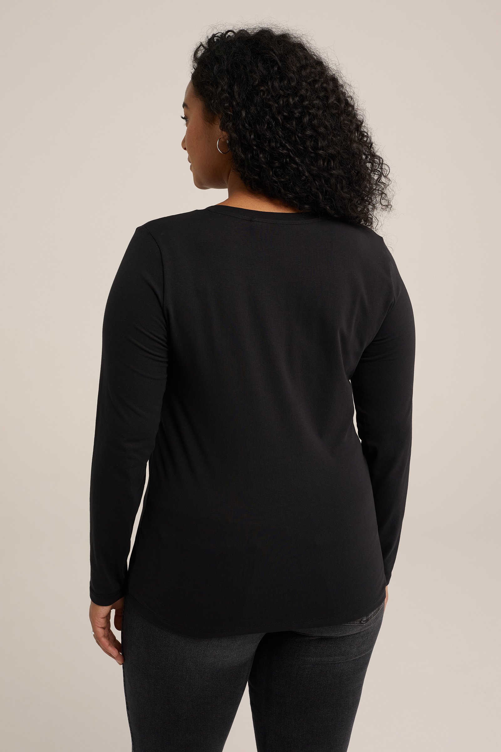 T-shirt - Curve WE Fashion Zwart