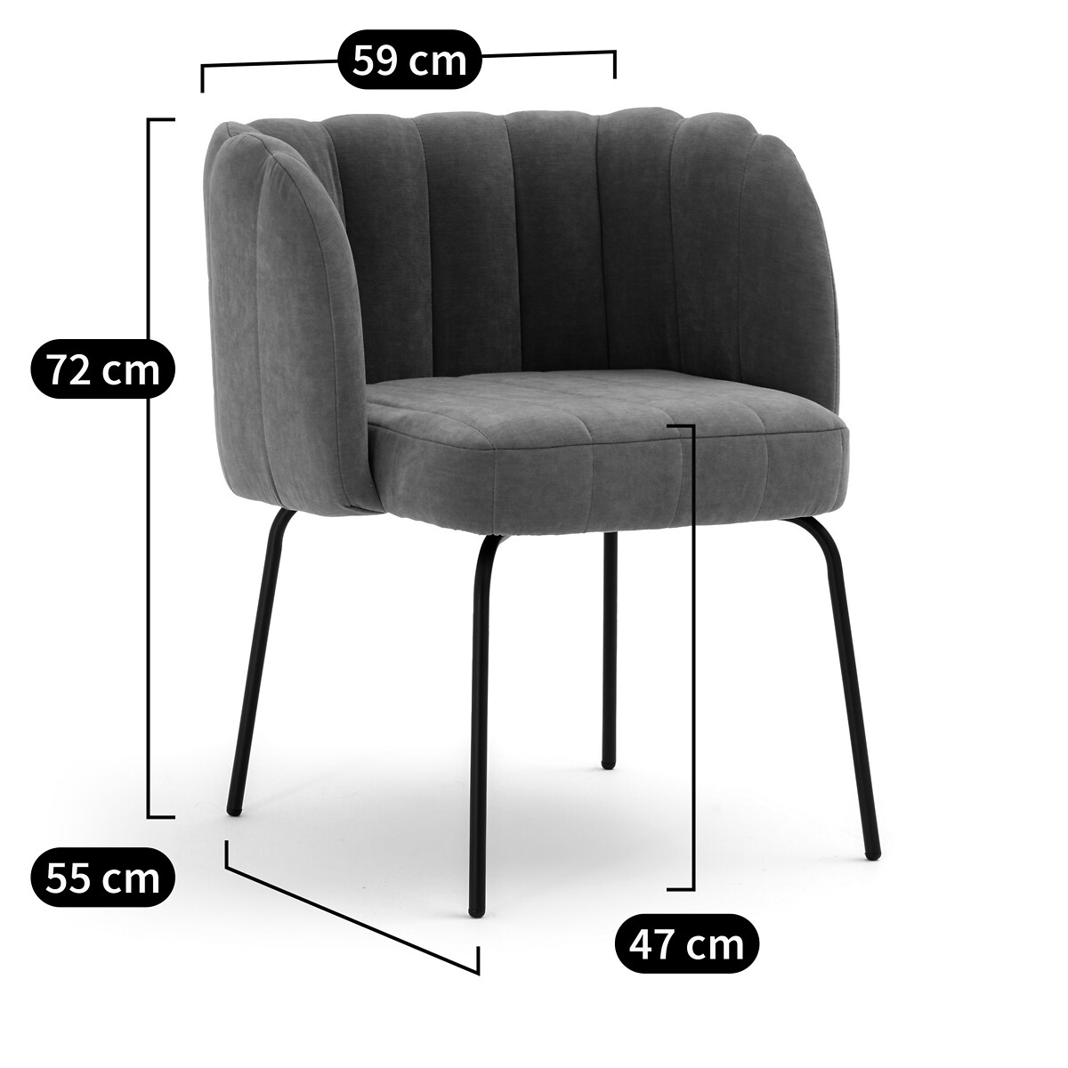 LA REDOUTE INTERIEURS<br>Poltrona de mesa em veludo, Douna